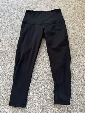 Zella Black High-Waist Leggings Sheer Detail Small
